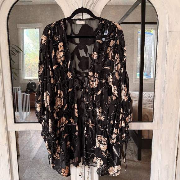Free People Burnout Velvet Juliet Kimono, One Size - Picture 1 of 5